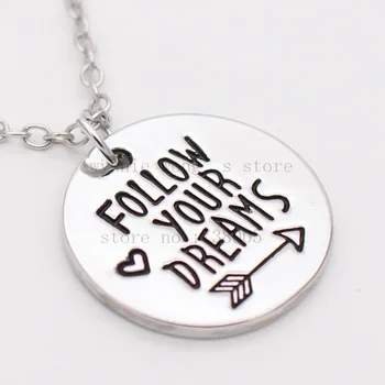 

"Follow Your Dreams "Hand Stamped Necklace. Inspirational Necklace, Dream Necklace, Dream Jewelry ,Graduation Gift, Arrow