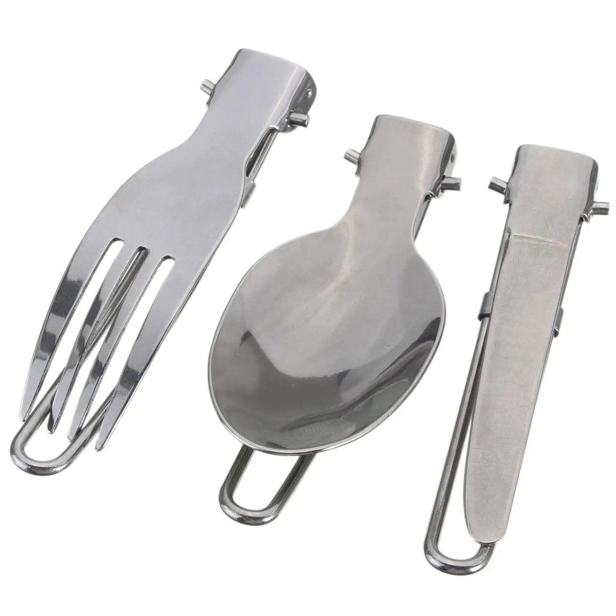 3 unids/set portátil plegable Picnic viajar senderismo Camping cubiertos utensilios al aire libre Tablewares vajilla cuchillo tenedor cuchara conjunto