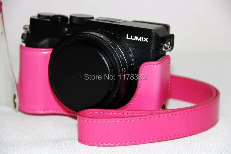 Кожаный чехол для камеры Panasonic Lumix LX100 с ремешком, 5 цветов, черный, кофейный, коричневый, белый, розовый