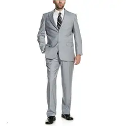 Модные Классические мужские костюм серый с лацканами однобортный мужской торжественное платье и бизнес-офисные костюмы (куртка + штаны)