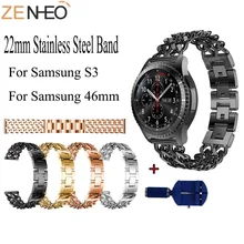 22MM Watch Strap Stainless Steel Watchband +Tool for Samsung Gear S3 Classic Frontier Smart Watch Band Wrist Strap Link Bracelet 22mm stainless steel watchband tool for gear s3 metal clip band watch strap wrist bracelet for samsung gear s3 classic frontier