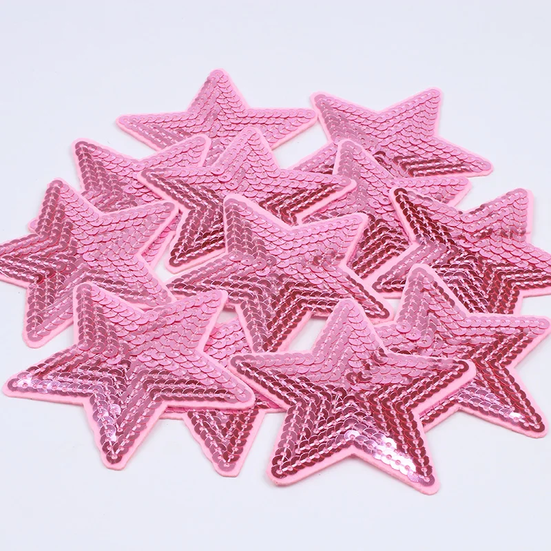 10 шт./лот, расшитая блестками Розовая звезда, нашивка, железная наклейка, нашивки для одежды, DIY сумки с аппликациями, значок