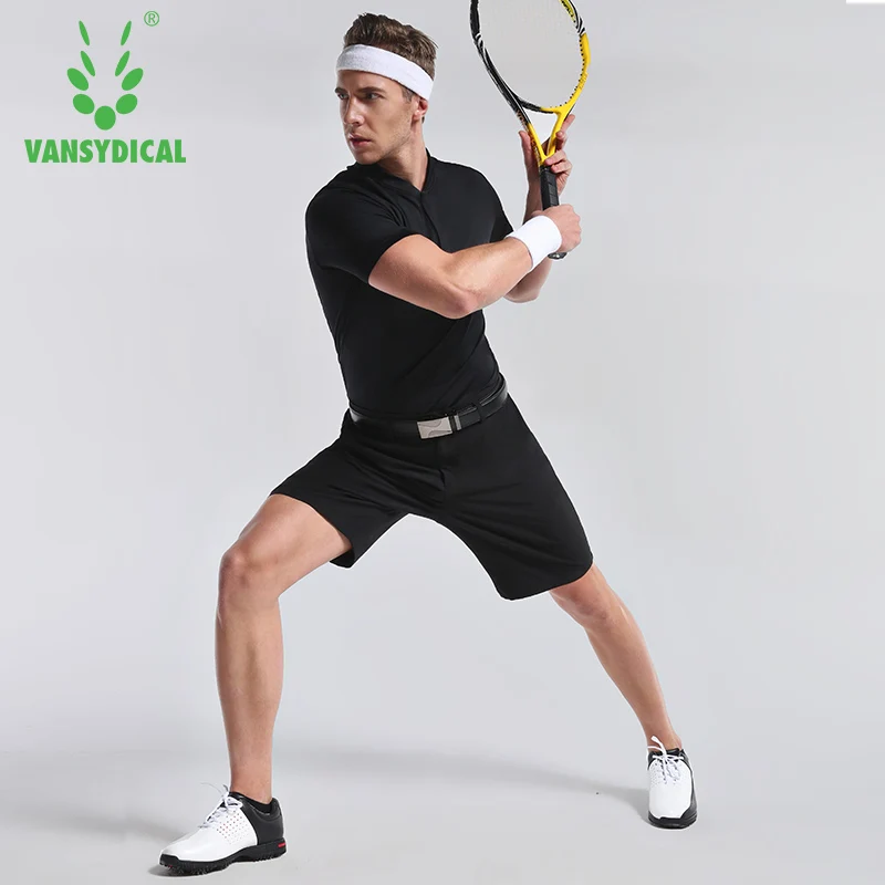 Vansydical العلامة التجارية الرجال ملابس الرجال قمصان غولف مع السراويل الصيف تنفس مرونة قمصان غولف