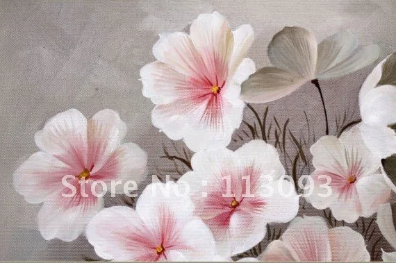 White Flowers With Pink Flower Large Size Hand Painted Oil White Flowers With Pink Flower Large Size Hand Painted Oil Paintings On Canvas Home Decorative Modern 60x80cm Free Shipping In Painting Calligraphy