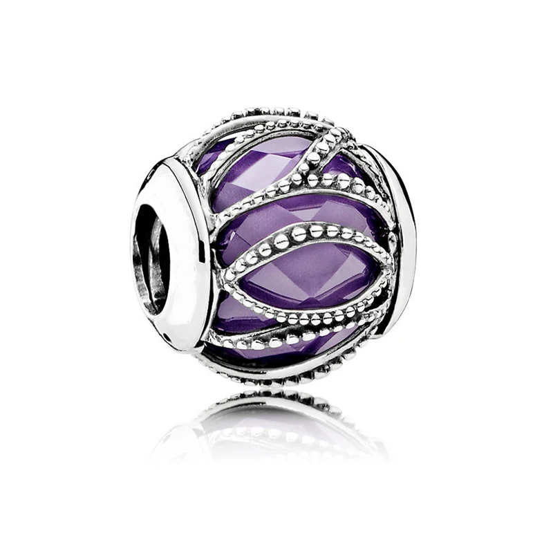 925 пробы серебряные многостильные фиолетовые кубические циркониевые амулеты подходят к оригинальному браслету Pandora из серебра 925 для изготовления ювелирных изделий