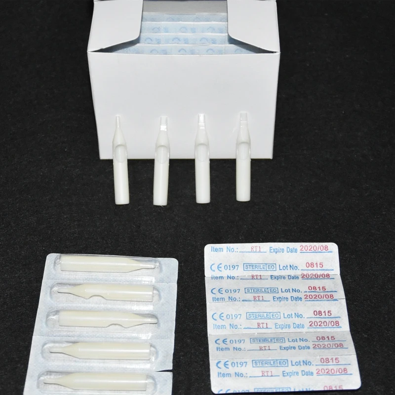 

Box Of 50PCS Flat Magnum Size 5/7/9/11/13/15FT White Disposable Short Tattoo Tips Nozzle Supply