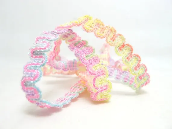 

3 Yards 3/8 Inch Rainbow Ombre Gimp Braided Trim|Scalloped Edge|French Gimp Braided|Scroll Braid Trim|