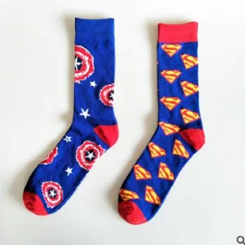 

2018 Europe and the United States cartoon heroes cartoon personality trend men men tube socks