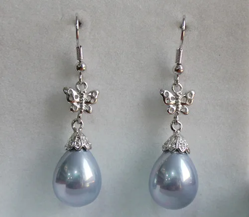 

Free shipping 12X16MM light Purple Sea Shell Beads Butterfly Drop Earring