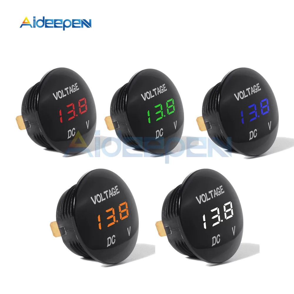 

DC5V-48V Round Waterproof Auto Boat Car Motorcycle LED Panel Mini Digital Volt Voltage Meter Tester Monitor Display Voltmeter