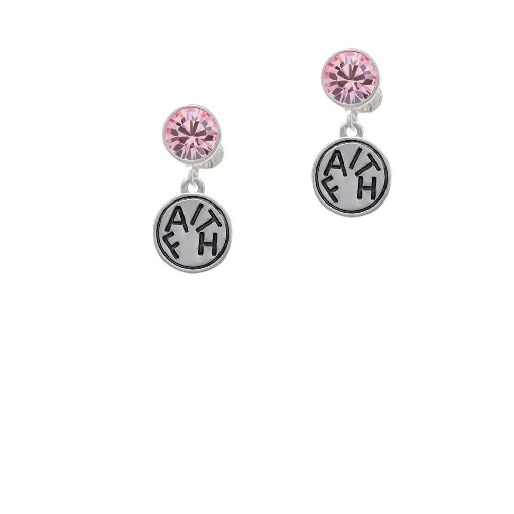 Faith in Circle Crystal Clip On Earrings (3)