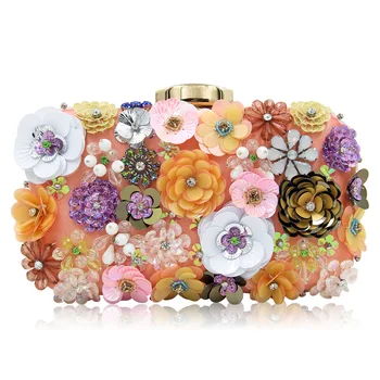 

2018 New Flower Women Bags Beaded Clutch Female Clutches Small Party Bag Wedding Purse