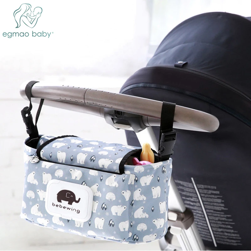 

Baby Stroller Organizer Bag Mummy Diaper Bag Hook Baby Carriage Hanging Storage Bag Cartoon Folding Elephant Travel Nappy Bag
