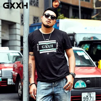 

2019 High Quality Men's T-shirt Casual Short-sleeved O-neck cotton T-shirt brand Men's Large size XXL-6XL 7XL Black T-shirt