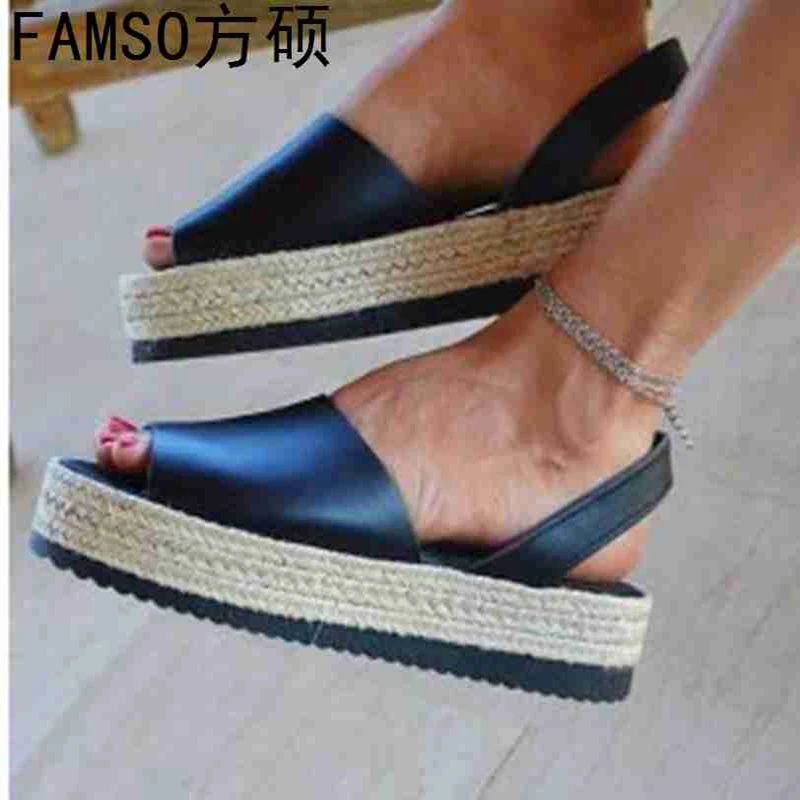 

FAMSO 2019 New Shoes Women Sandals Large Size 34-43 Summer Platform Flats Heels Sandals Summer Elegant Style Lady Sandals