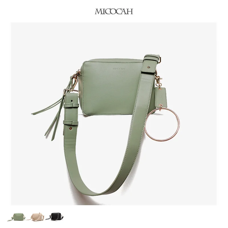 

Micocah Camera Pack 2019 New female bag double zipper metal ring small square packets shoulder bag crossbody bag