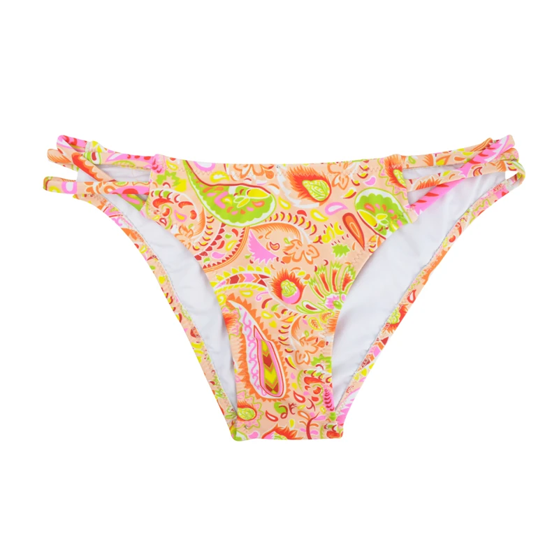 M&M 2019 Summer Women Bikini Bottom Swimsuit Swimwear Pants Sexy Print Bikini Set Beach Low Waist Cut Side Swim Briefs B610