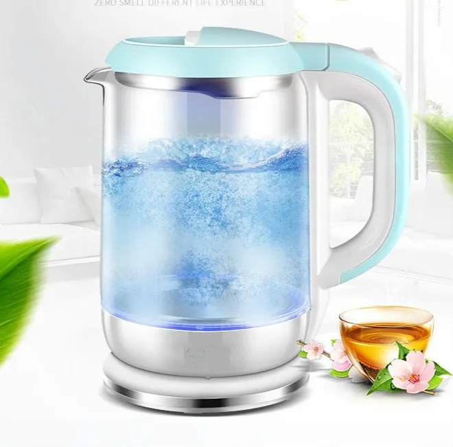 220V 1500w 1.5L Blue Electric Kettle Blu ray Food grade borosilicate