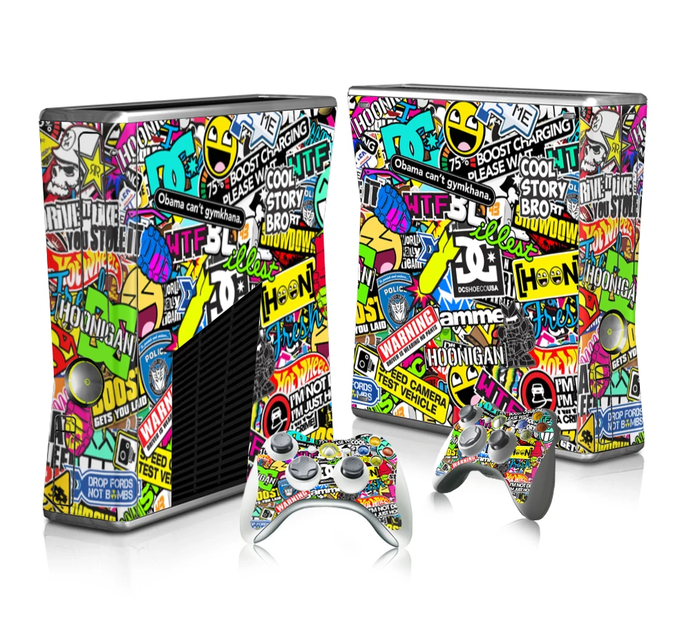 

Vinyl Skin Sticker Protector for Microsoft Xbox 360 Slim and 2 Controller Skins Stickers for XBOX360 SLIM