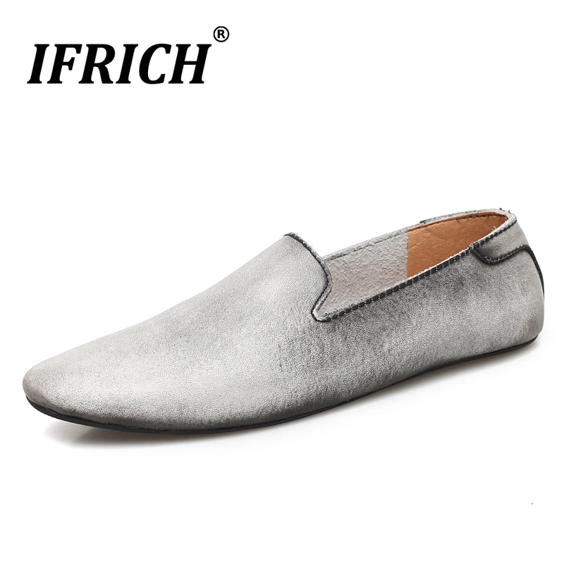 

Spring/Autumn 2019 Fashion Vintage Loafers Man Soft Sole Driving Moccasin Men Light Weight Flats Casual Shoes Black Gray Sneaker