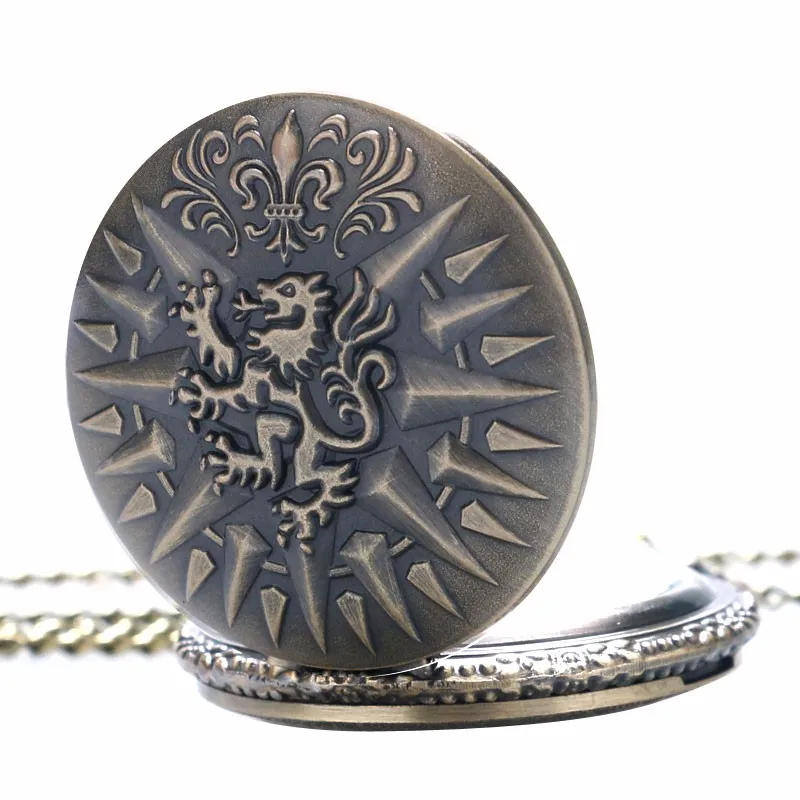 Игра престолов House Lannister Лев Бронзовый кварцевые карманные часы Для мужчин Для женщин кулон Цепочки и ожерелья классный подарок на день