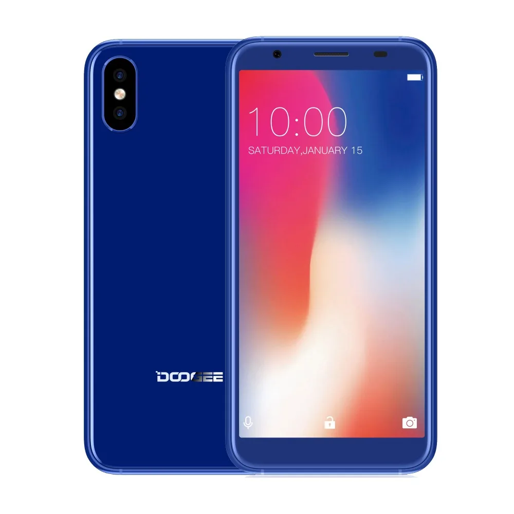 DOOGEE X55 смартфон 5," 18:9 MT6580 4 ядра смартфон 1 Гб Оперативная память 16 Гб Встроенная память Android 7,1, две камеры, распознание отпечатка пальца ID мобильного телефона