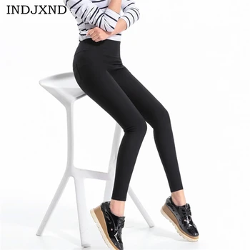 

INDJXND Women Summer Pencil Leggings High Waist Female Black Legging Thin Ladies Elastic Leggins White Pantalones Plus Size K132