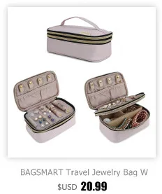 BAGSMART небольшие дорожные ювелирные изделия в рулонах легкая женская сумка органайзер для ювелирных изделий ожерелье держатель хранение колец и сережек сумка