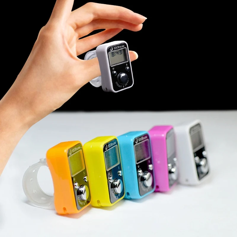 

AIMOMETER Digital Golf Sport Finger Hand Held Ring Tally Counter w/ Clock Time LCD Display