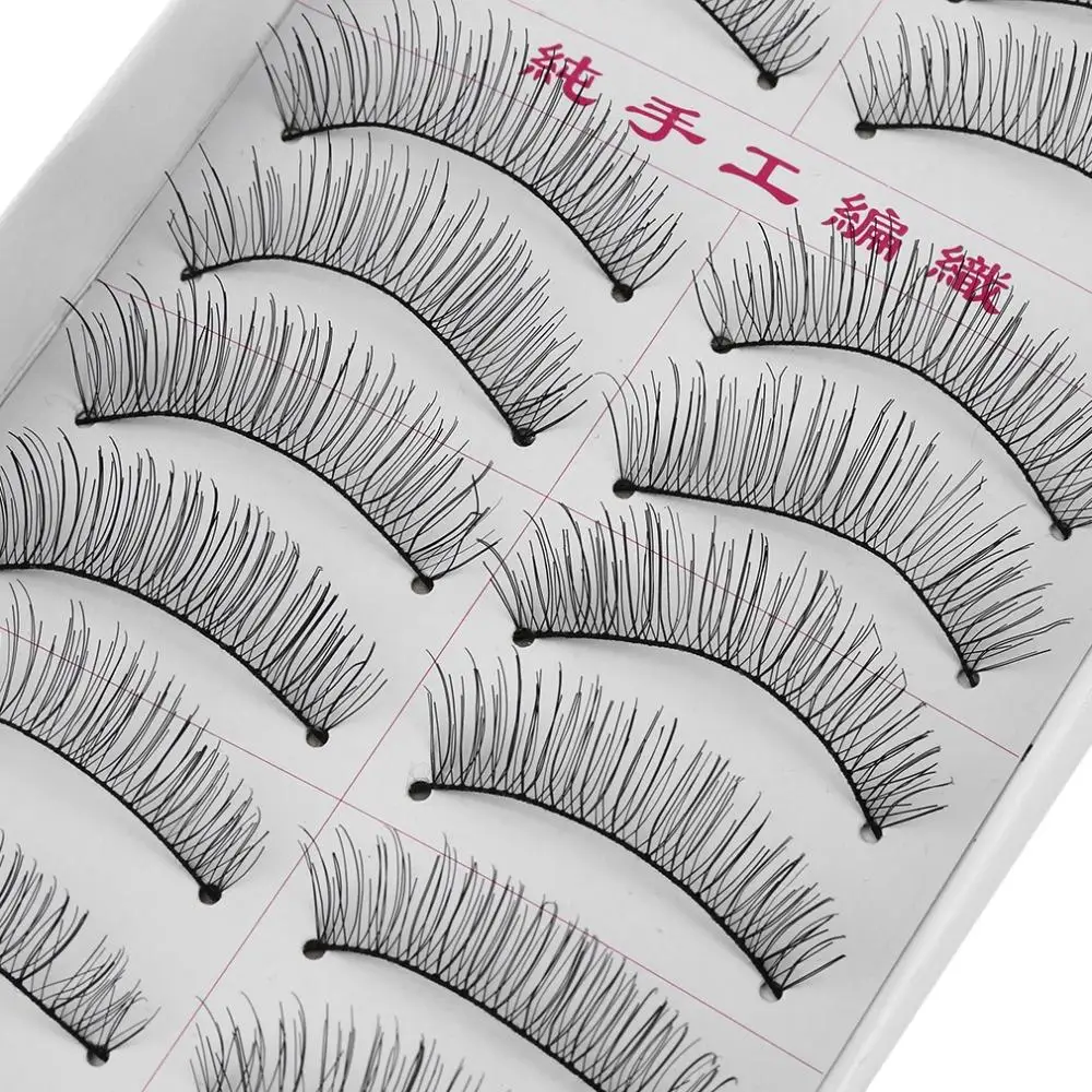 10 Pairs Soft Natural Long Fashion Woman Cross Eye Lashes Makeup Extension False Eyelashes Handmade Black Makeup Beauty Tools