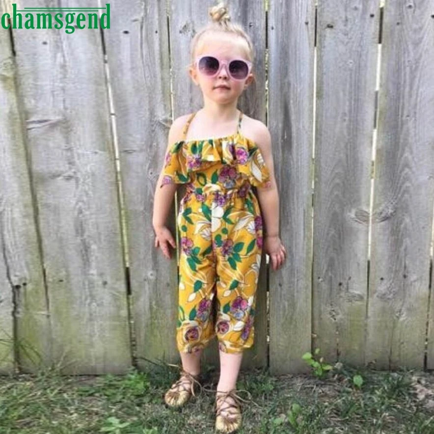 

CHAMSGEND Toddler Kid Baby Girl Flower Print Straps Rompers Halter straps Jumpsuits Piece Pants Clothing set may 30 P30