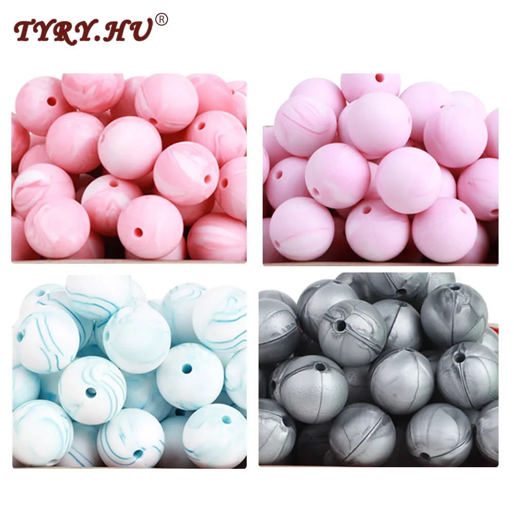 

TYRY.HU 10Pc Colorful Silicone Beads Food Grade Nursing Chewing Baby Teething Loose Beads BPA Free DIY Jewelry making 12/15mm