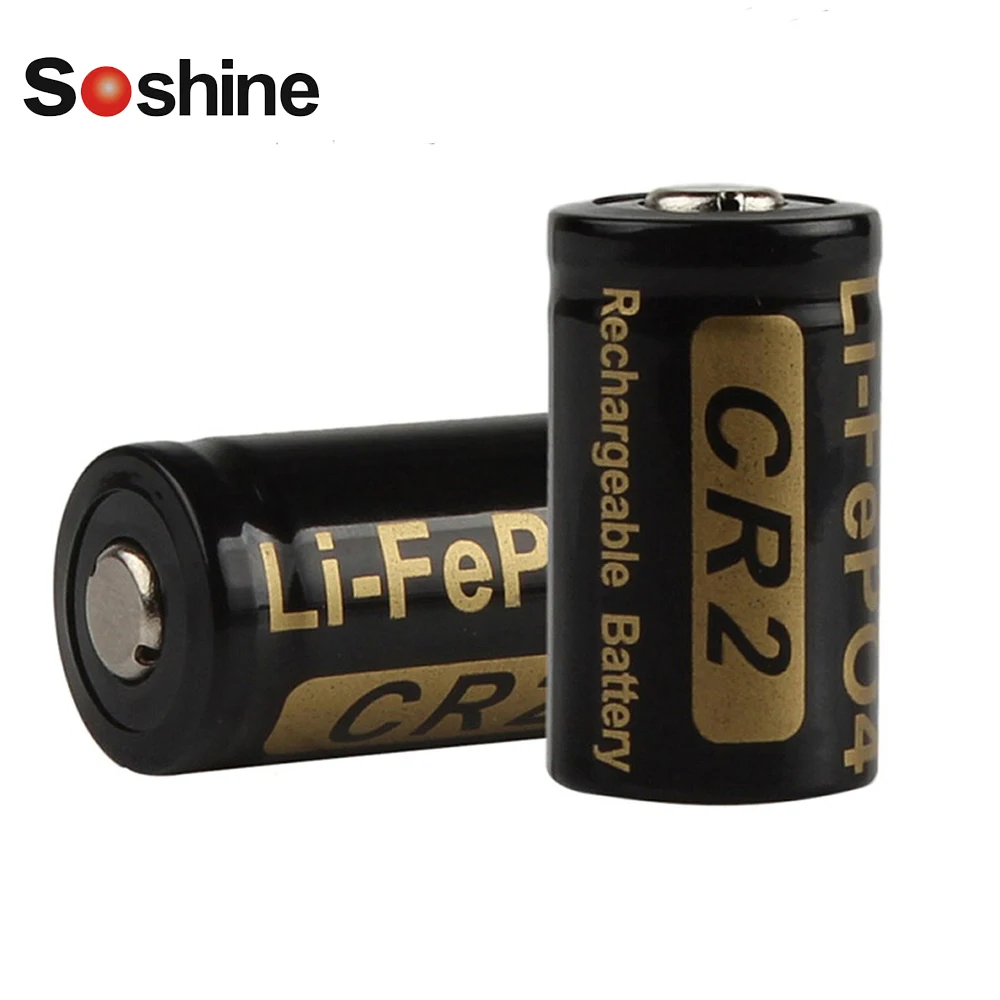 2 шт./пара Soshine 3V 400 мА/ч CR2 Перезаряжаемые Батарея LiFePO4 CR для светодиодный фонарик