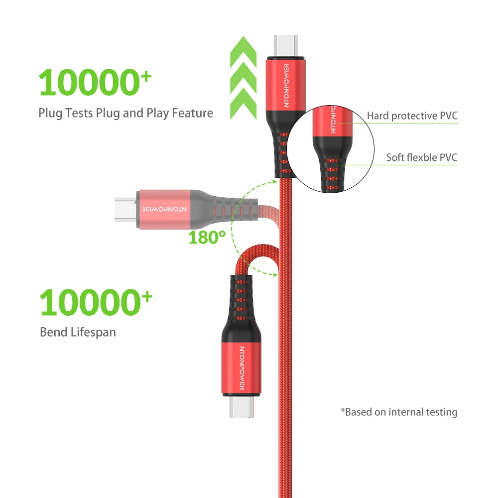 NTONPOWER USB نوع C CableFor سامسونج غالاكسي التوصيل S10 S9 S8 سريع شحن USB C الهاتف المحمول كابل ل xiaomi mi9 Redmi ملاحظة 7