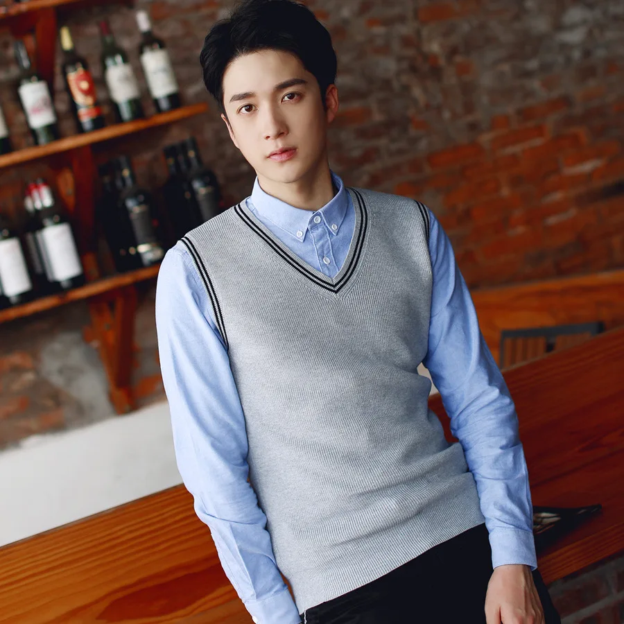 

Mr.nut British wind men's sleeveless knit sweater wool vest V-neck youth wool vest college wool vest vest male
