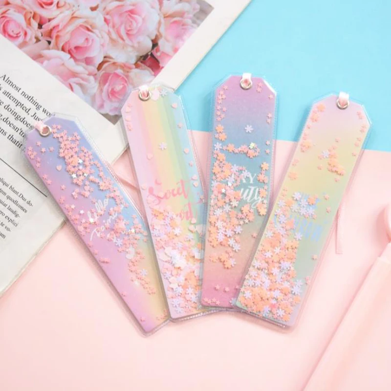 

4 Pcs/set Cute Laser Shimmering Star Rainbow Color Transparent Bookmarks For Book Paper Files Page Holders Organizer Stationery