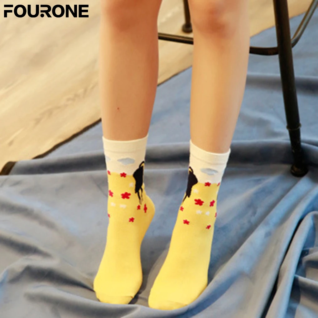 Новые милые зима осень для женщин в носки без пятки японский стиль носки из хлопка с кошкой 5 цветов