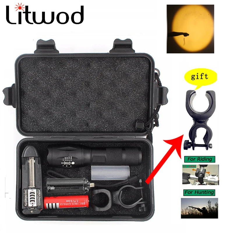 

Litwod Z20A100 XMLQ5 led flashlight Yellow light torch lamp aluminum waterproof zoom led portable light for camping hunting