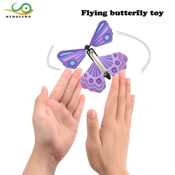 

MYHOESWD 10 pieces/lot Novelty Gag Toys Butterfly Wind Up Toys Beach For Children Party Toy for Kids Adult Butterfly Magic Props