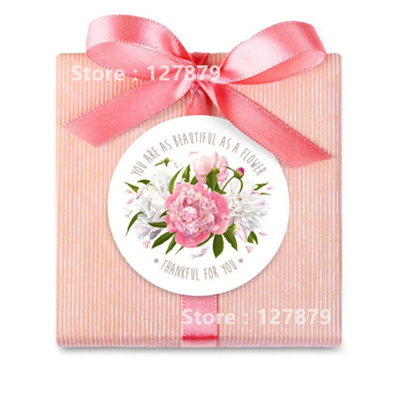 

270 PCS/lot New Flower Round design "Thankful for you" series Kraft paper seal sticker/Christmas DIY note gift Labels retail 5cm