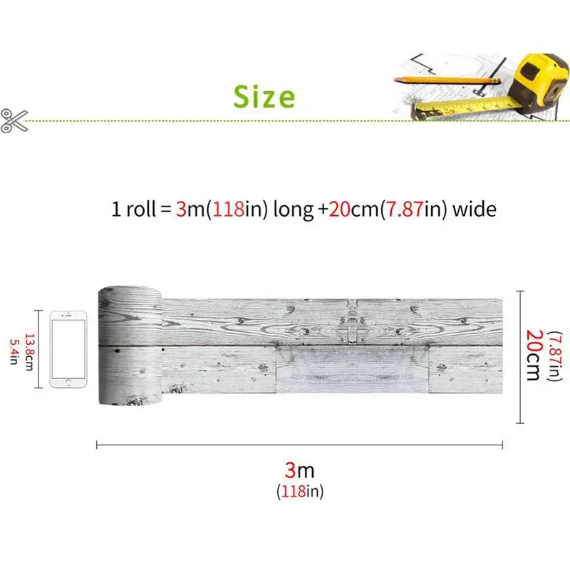 Floor Sticker Imitation Wood Self-adhesive Waterproof Tile Bathroom Decoration Wallpaper DIY Kitchen Wall Stickers 20*300CM#7 Floor Sticker Imitation Wood Self-adhesive Waterproof Tile Bathroom Decoration Wallpaper DIY Kitchen Wall Stickers 20*300CM#7