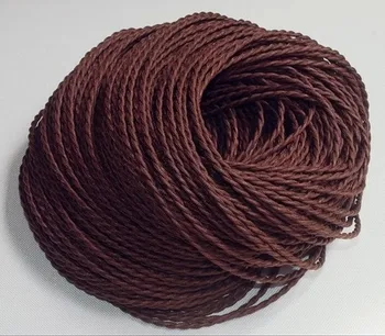 

100meters in one roll braided textile fabric cable lighting DIY wire dark brown color hot seliing pendant lamp wire cord fabric