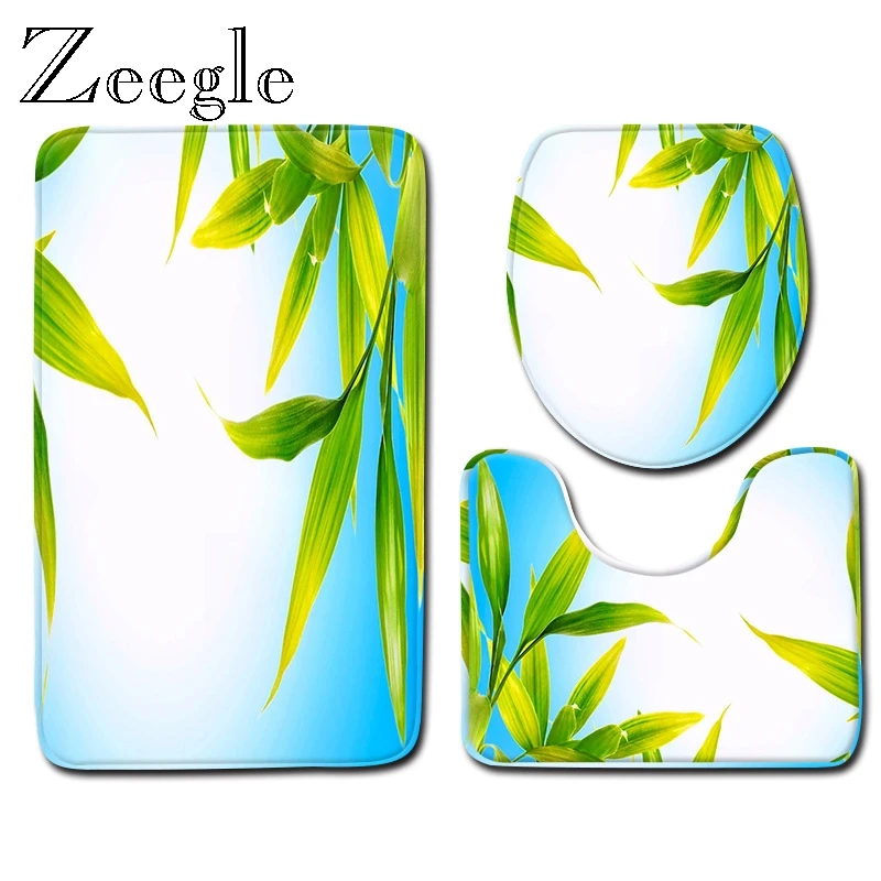 Zeegle 3 шт./компл. зеленый коврик из микрофибры с живописным рисунком нескользящий