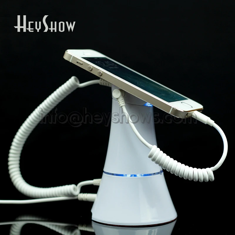 

Mobile Phone Security Stand Cellphone Anti Theft Holder iphone Display Alarm Charging For Apple Andriod Type C Phone White