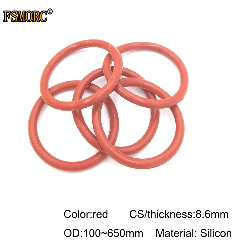 Extra Tot ziens lading 8.6Mm Dikte Siliconen Rubber O Ring Afdichting 100 ~ 650Mm Od Rode Hittebestendigheid  O Ring Seals pakkingen/Food Grade Zeehonden Geen Gif|Pakkingen| - AliExpress