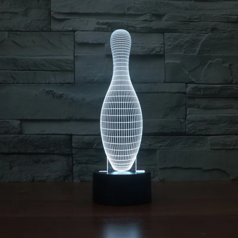 

3D Bowling Shape Night Light 7 Color Change LED Table Lamp Xmas Toy Gift