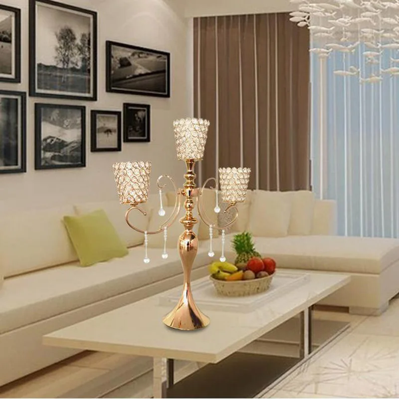 10 шт./лот металлические золотые/серебряные подсвечники с 5 дужками и кристаллами