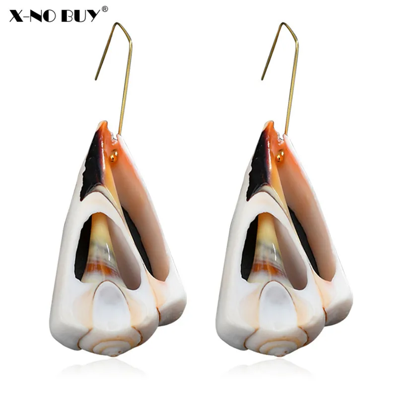 

New Handmade Natural Ivory Color Shell Conch Drop Earring For Women Simple Whorl Dangle Earring Summer Holiday Sea Beach Jewelry