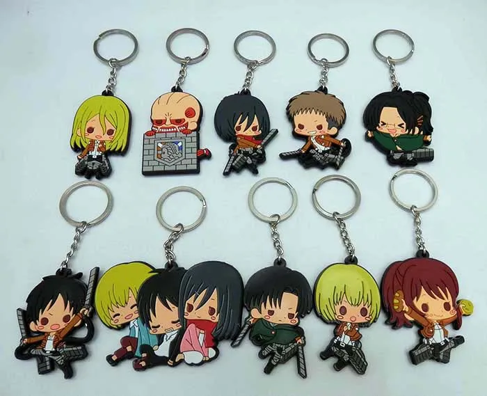 

Wholesale/Retail Japanese Anime Attack On Titan Shingeki no Kyojin Silicone Key Ring Chain Pvc model Keychain