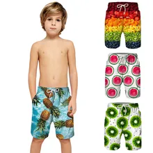 Летний повседневный костюм с 3D принтом фруктов для маленьких мальчиков, пляжные шорты детские одинаковые Семейные Шорты повседневные пляжные шорты# SS
